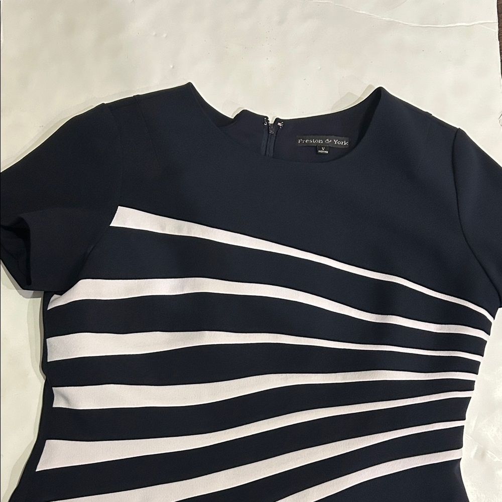 Preston & York Midnight and Ivory Striped Dress